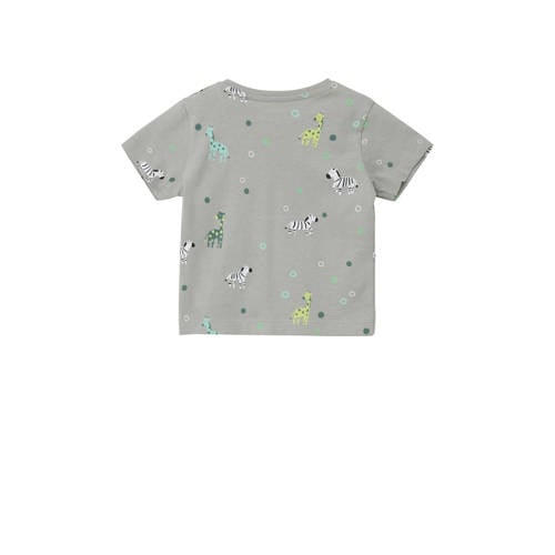 S.Oliver baby T-shirt met all over print lichtgrijs Jongens Katoen Ronde hals 50 56