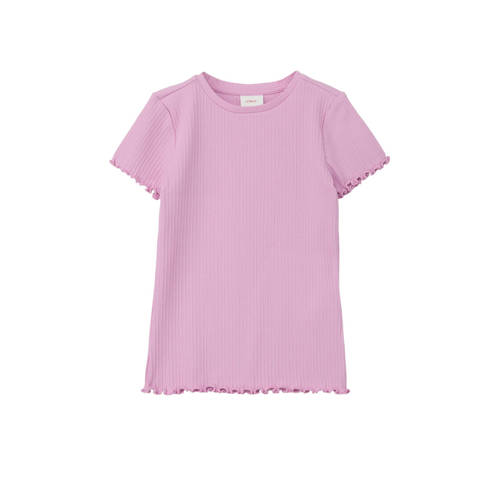 s.Oliver T-shirt roze Meisjes Stretchkatoen Ronde hals Effen 92 98