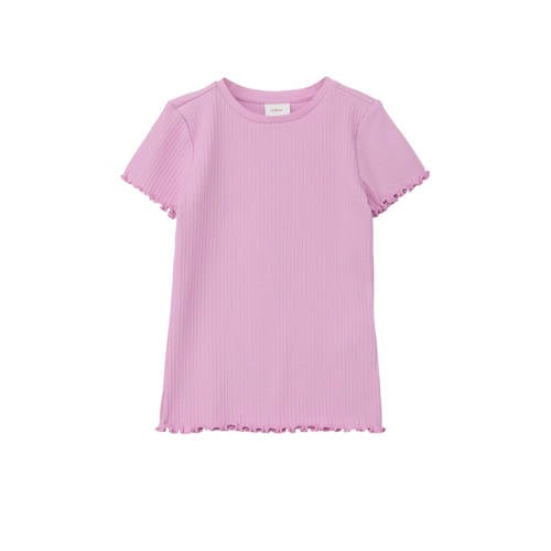 s.Oliver T-shirt roze Meisjes Stretchkatoen Ronde hals Effen