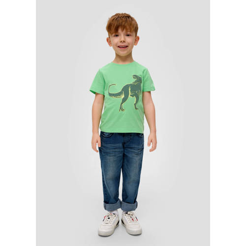 s.Oliver T-shirt met printopdruk lichtgroen Jongens Katoen Ronde hals Printopdruk 92 98