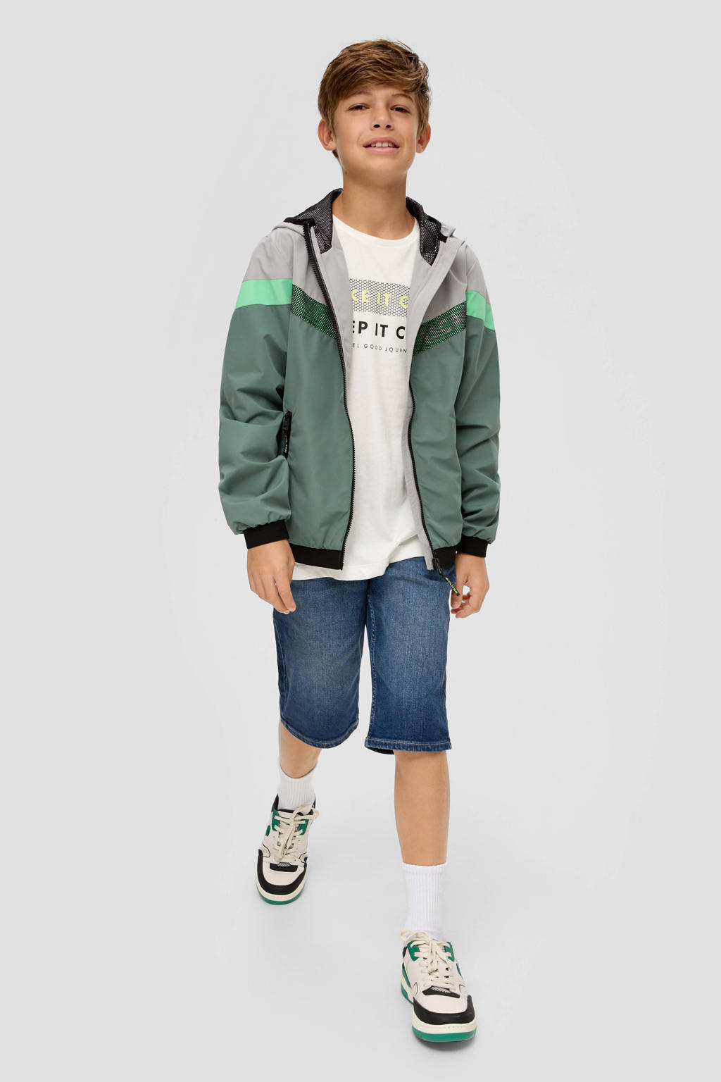Witte jongens s.Oliver T-shirt van katoen met printopdruk, korte mouwen en ronde hals
