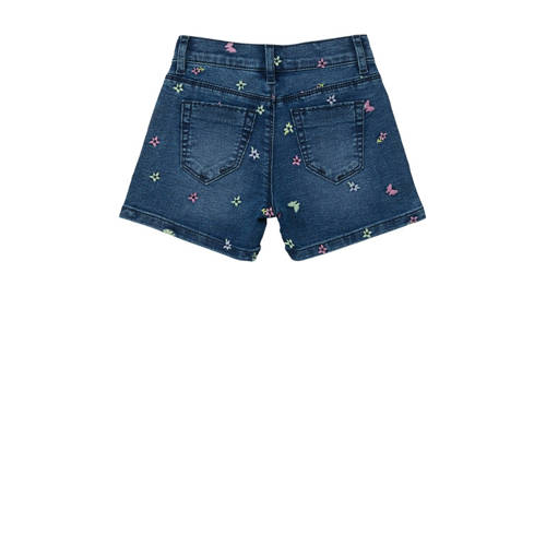 s.Oliver denim short met all over print en borduursels blauw Korte broek Meisjes Katoen 92