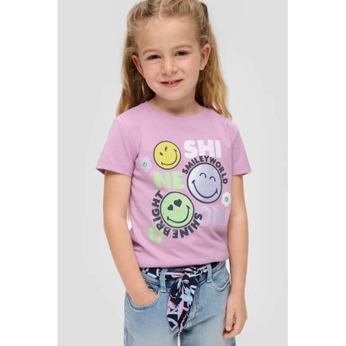 s.Oliver T-shirt met printopdruk roze Meisjes Katoen Ronde hals Printopdruk 92 98
