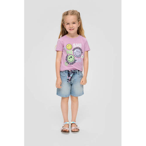 s.Oliver T-shirt met printopdruk roze Meisjes Katoen Ronde hals Printopdruk 92 98