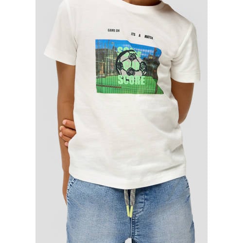 s.Oliver T-shirt met printopdruk wit Jongens Katoen Ronde hals Printopdruk 92 98