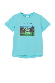thumbnail: Blauwe jongens s.Oliver T-shirt van katoen met printopdruk, korte mouwen en ronde hals