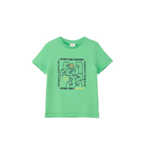 s.Oliver T-shirt met printopdruk groen Jongens Katoen Ronde hals Printopdruk