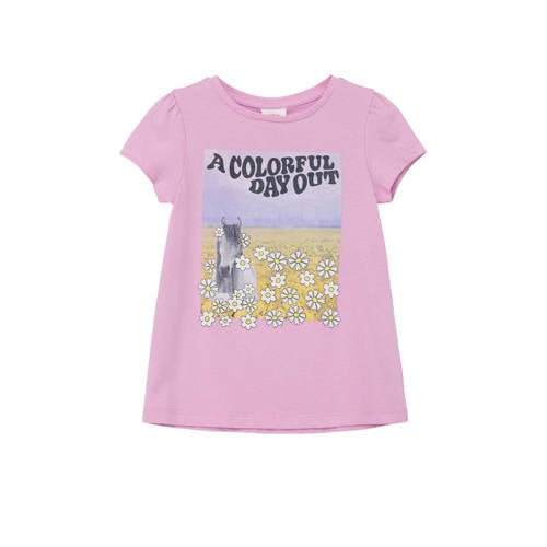 s.Oliver T-shirt met printopdruk roze Meisjes Katoen Ronde hals Printopdruk