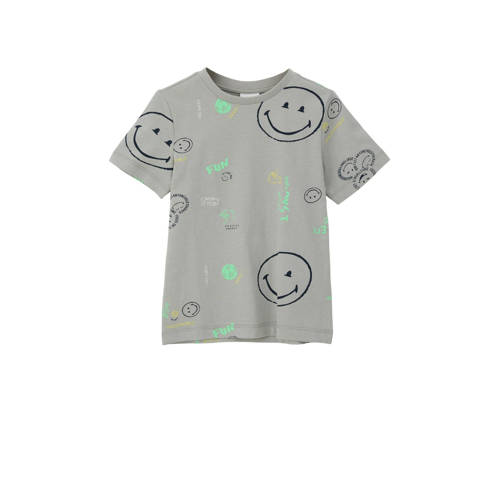 s.Oliver T-shirt met all over print lichtgrijs Jongens Katoen Ronde hals