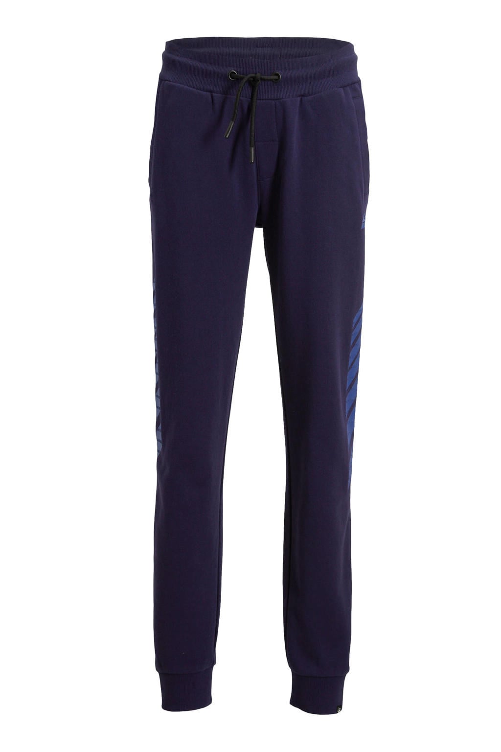 Donkerblauwe jongens Me & My Monkey joggingbroek Rachid van katoen met elastische tailleband met koord en printopdruk
