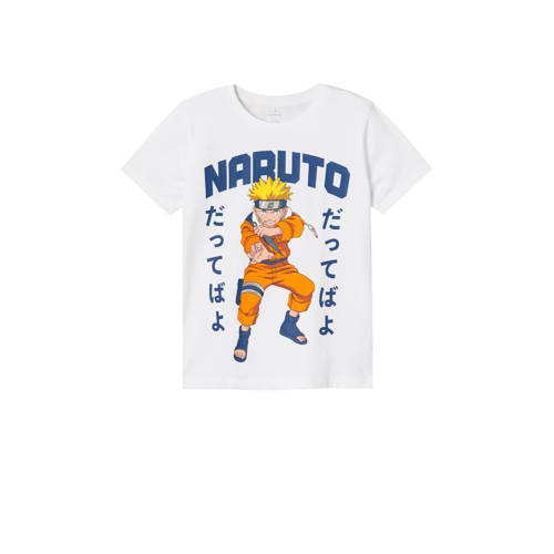 NAME IT KIDS T-shirt NKMMACAR NARUTO met printopdruk wit Jongens Stretchkatoen Ronde hals - maat 134/140 afbeelding