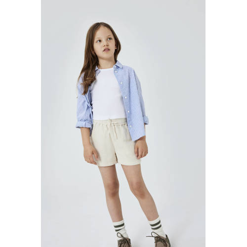 NAME IT KIDS top NKFNAKAL SL CROP TOP NOOS wit Meisjes Katoen Ronde hals - maat 134/140 afbeelding