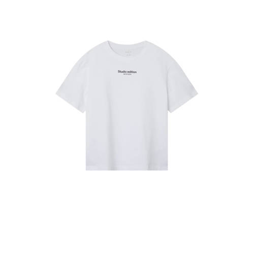 NAME IT KIDS T-shirt NKMBRODY met tekst wit Jongens Biologisch katoen Ronde hals
