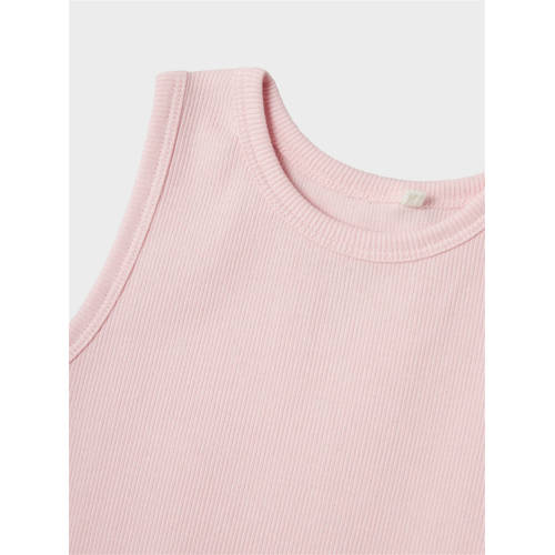 name it KIDS top NKFNAKAL SL CROP TOP NOOS lichtroze Meisjes Katoen Ronde hals 158 164