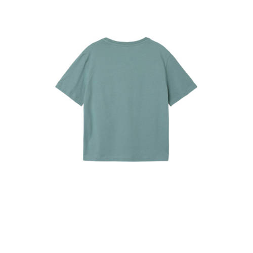 name it KIDS T-shirt NKMBRODY met tekst mineraalblauw Jongens Katoen Ronde hals 116