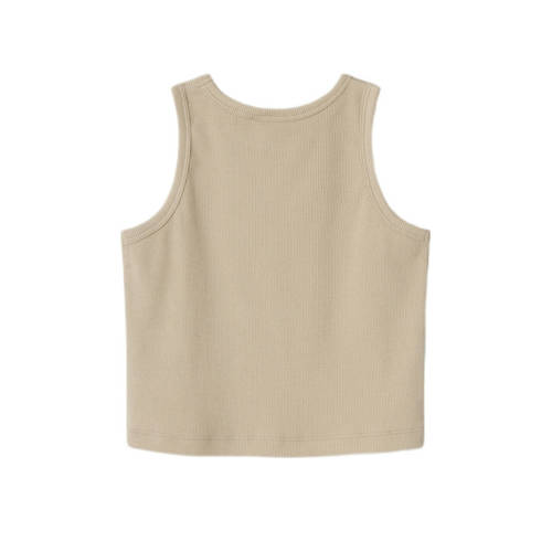 name it KIDS top NKFNAKAL SL CROP TOP NOOS beige Meisjes Katoen Ronde hals 116