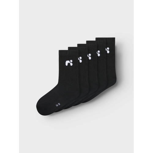 NAME IT KIDS sokken NKNLARIS - set van 5 zwart Jongens/Meisjes Katoen Printopdruk