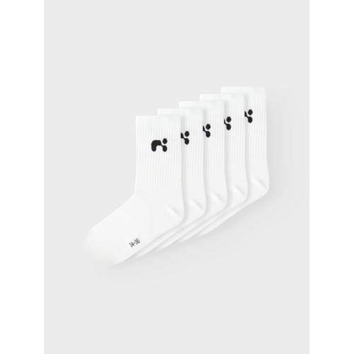 name it KIDS sokken NKNLARIS set van 5 wit Jongens Meisjes Katoen Printopdruk 37 39