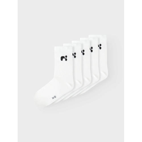 Name it KIDS sokken NKNLARIS set van 5 wit Biologisch katoen 37 39