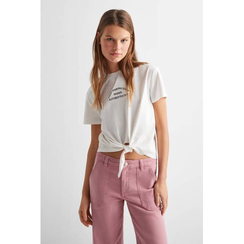 Mango Kids wide leg jeans roze Broek Meisjes Katoen Effen 152(XXS)