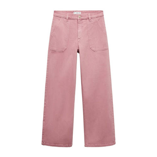 Mango Kids wide leg jeans roze Broek Meisjes Katoen Effen - 152(XXS)
