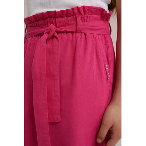 WE Fashion gestreepte straight fit broek roze Meisjes Viscose Streep 146