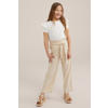 WE Fashion gestreepte straight fit broek beige