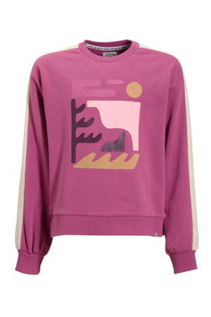 sweater Rinske met printopdruk paars