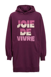 thumbnail: Paarse meisjes Me & My Monkey sweatjurk Ryleigh van katoen met printopdruk, lange mouwen en capuchon