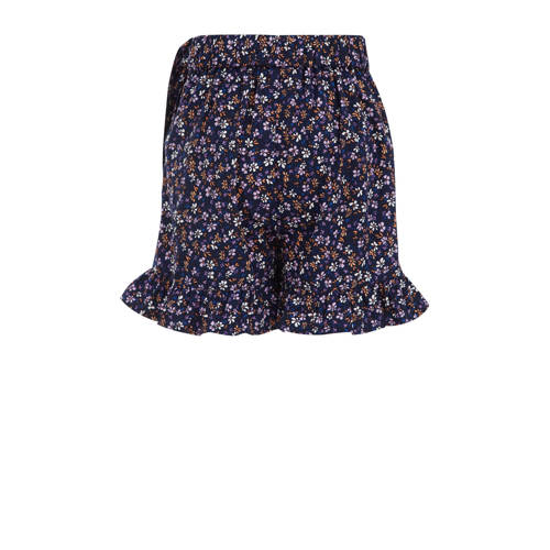 WE Fashion gebloemde skort donkerblauw paars oranje Rok Meisjes Gerecycled polyester 110 116