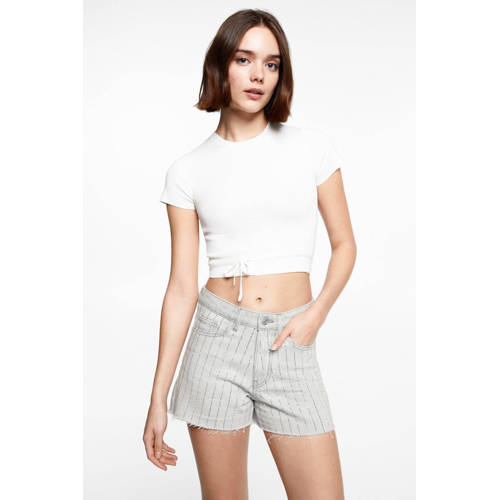 Mango Kids denim short grijs Korte broek Meisjes Katoen Effen 152(XXS)