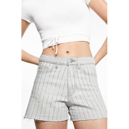 Mango Kids denim short grijs Korte broek Meisjes Katoen Effen 152(XXS)
