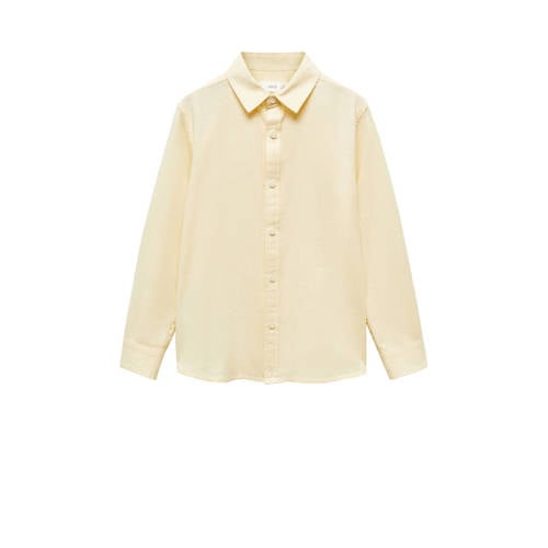 Mango Kids blouse lichtgeel Overhemd Jongens Katoen Klassieke kraag Effen
