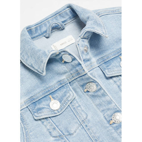 Mango Kids spijkerjas light blue denim Blauw Effen 80