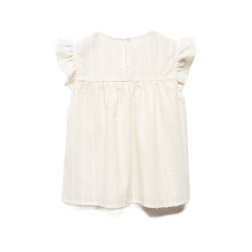 Mango Kids top ecru Meisjes Katoen Ronde hals Effen 116