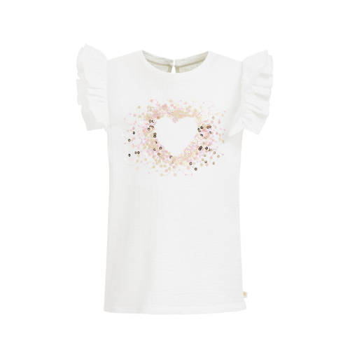WE Fashion T-shirt met printopdruk Wit Meisjes Katoen Ronde hals Printopdruk