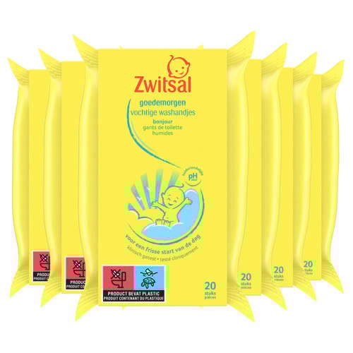 Zwitsal Goedemorgen Vochtige washandjes - 6 x 20 stuks Babydoekjes