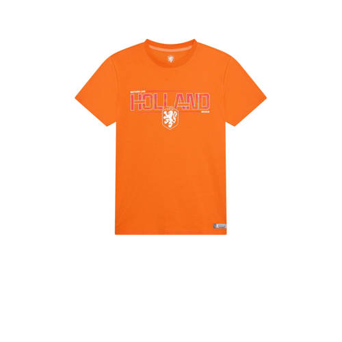 KNVB T-shirt Holland oranje Jongens/Meisjes Katoen Ronde hals Printopdruk - 140