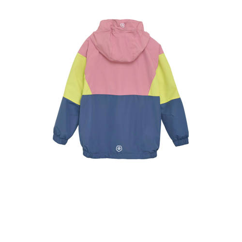 Color kids outdoor jas roze geel blauw Polyester Capuchon 164