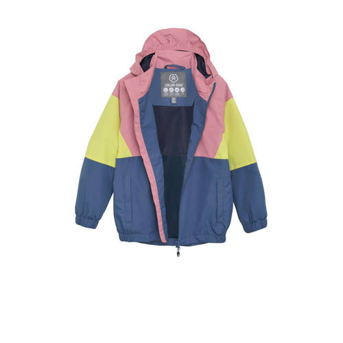 color kids outdoor jas roze geel blauw Jongens Meisjes Polyester Capuchon 164