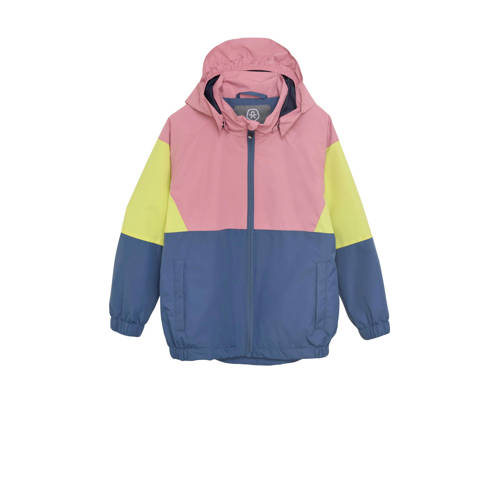 Color Kids outdoor jas roze/geel/blauw Jongens/Meisjes Polyester Capuchon - 116