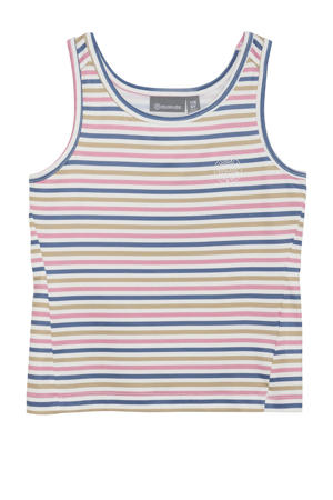 sporttop wit/donkerblauw/roze