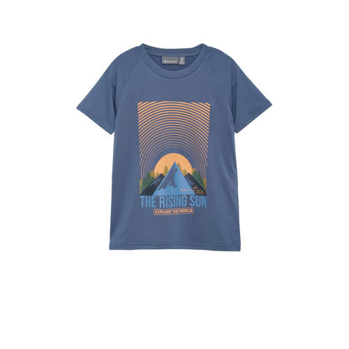 Color Kids T-shirt met printopdruk blauw Jongens Polyester Ronde hals Printopdruk