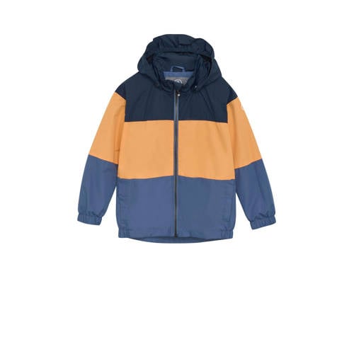 Color Kids outdoor jas donkerblauw/geel/blauw Jongens/Meisjes Polyester Capuchon
