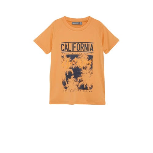 Color Kids outdoor T-shirt geel/zwart Jongens Polyester Ronde hals Printopdruk - 116