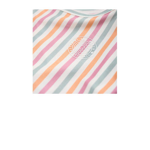 color kids sporttop wit roze geel Meisjes Polyester Ronde hals Streep 152