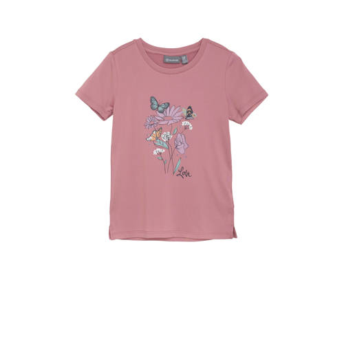 Color Kids T-shirt met printopdruk oudroze Meisjes Polyester Ronde hals