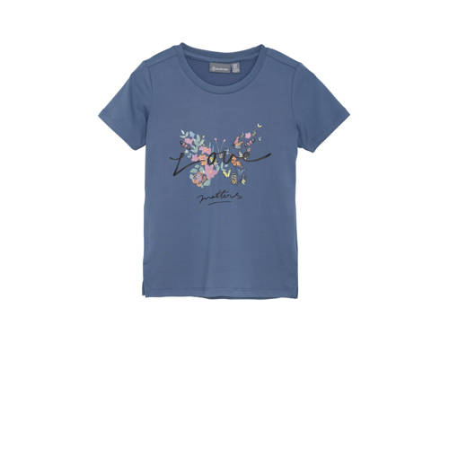 Color Kids T-shirt met printopdruk blauw Meisjes Polyester Printopdruk