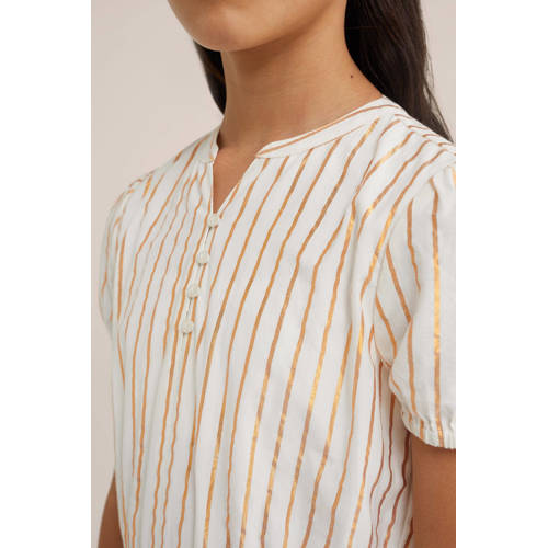 WE Fashion gestreepte jurk wit Meisjes Katoen V-hals Streep 92