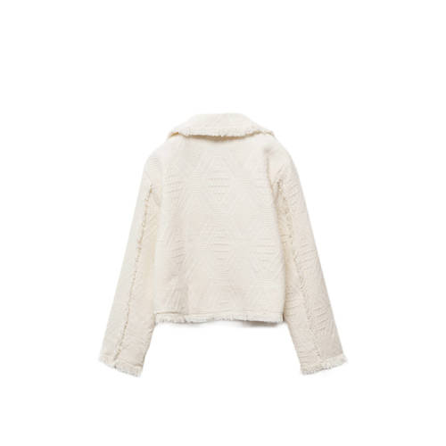 Mango Kids jasje ecru Meisjes Katoen V-hals Effen 146